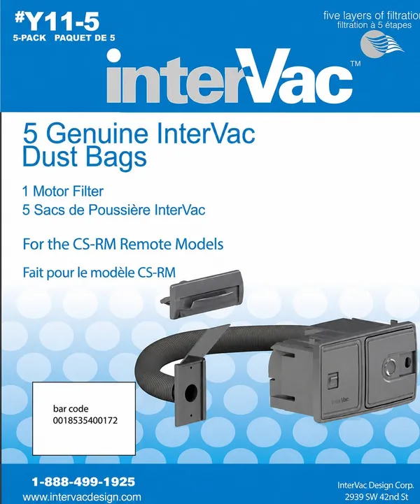 Y11-5 genuine InterVac dust bags